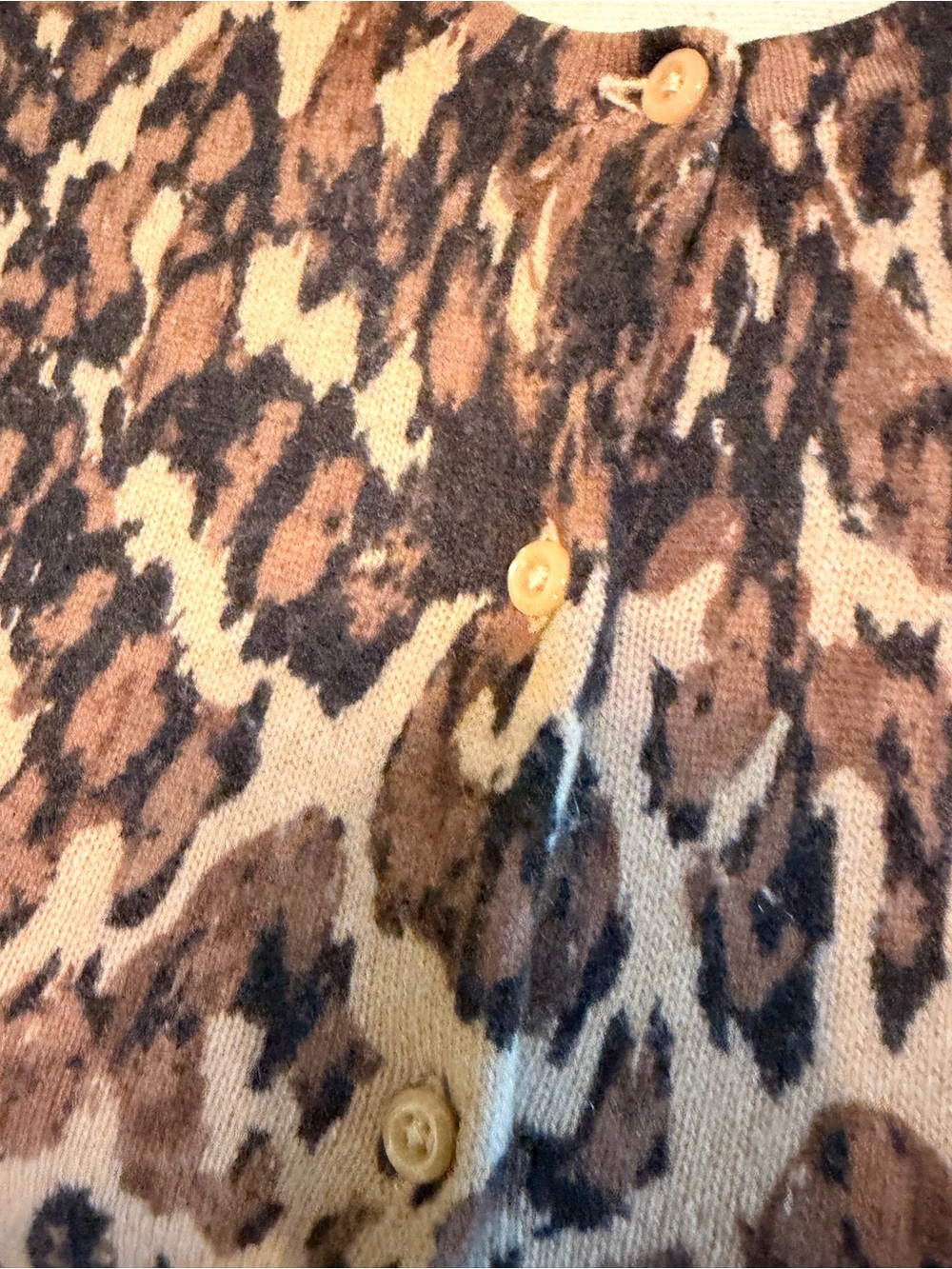 Lord & Taylor Cashmere Leopard-Print Sweater in Beige & Brown - Picture 5 of 6